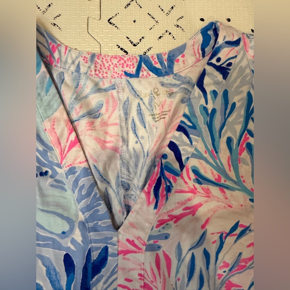 Lilly Pulitzer AMINA SWING DRESS Crew Blue Tint Kaleidoscope Coral M - Picture 8 of 12